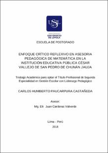 Enfoque crítico reflexivo en asesoría pedagógica de matemática en la Institución Educativa Pública César Vallejo de San Pedro de Chunán Jauja