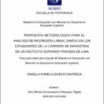 Propuesta metodológica para el análisis de regresión lineal simple en los estudiantes de la carrera de marketing de un instituto superior privado de Lima