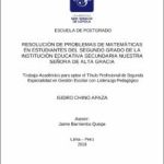Resolución de problemas de matemáticas en estudiantes del segundo grado de la Institución Educativa Secundaria Nuestra Señora de Alta Gracia