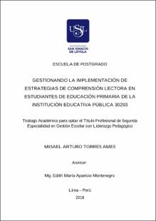 Gestionando la implementación de estrategias de comprensión lectora en estudiantes de educación primaria de la Institución Educativa Pública N° 30293