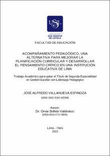 Acompañamiento pedagógico, una alternativa para mejorar la planificación curricular y desarrollar el pensamiento crítico en una institución educativa de Lima