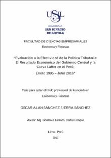 Evaluación a la efectividad de la política tributaria: el resultado económico del Gobierno y la Curva Laffer en el Perú, Enero 1995 – Julio 2016