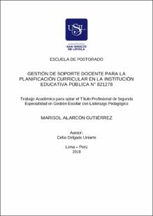 Gestión de soporte docente para la planificación curricular en la Institución Educativa Pública N° 821278