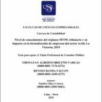 Nivel de conocimiento del régimen MYPE tributario y su impacto en la formalización de empresas del sector textil, La Victoria, 2019