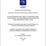 Plan de marketing para la empresa MBC Soluciones: plataformas educativas en Lima Metropolitana – 2019