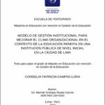 Modelo de gestión institucional para mejorar el clima organizacional en el contexto de la educación remota en una institución pública de nivel inicial en la ciudad de Lima